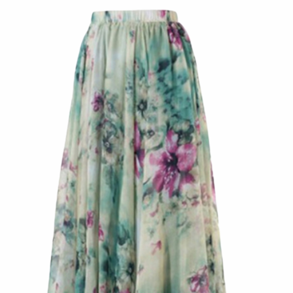 Fashion to fit flare flower maxi skirt